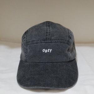 Obey Decades Black 5 Panel Strapback Hat